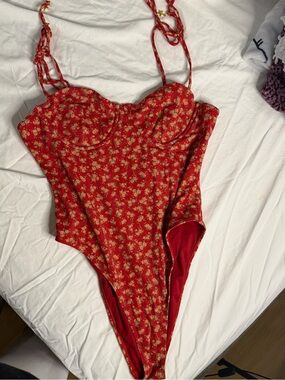 PacSun Red Floral One-Piece Swimsuit